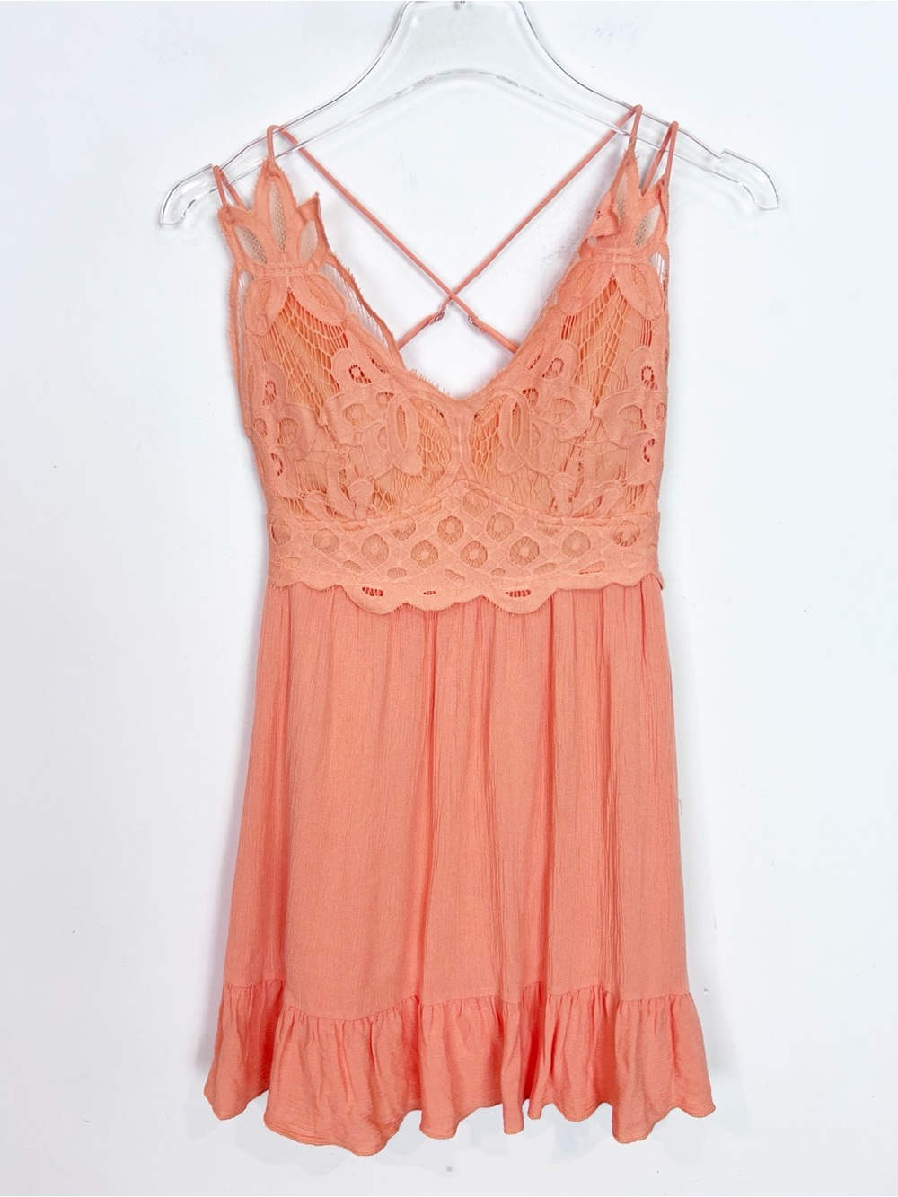 MIAMI ORANGE CROCHET LACE TOP SLEEVELESS SUMMER PARTY VACATION DRESS SZ SMALL